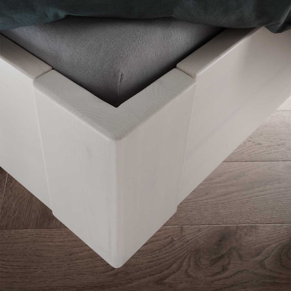 Weißes Doppelbett aus Kiefer Massivholz - Lardias