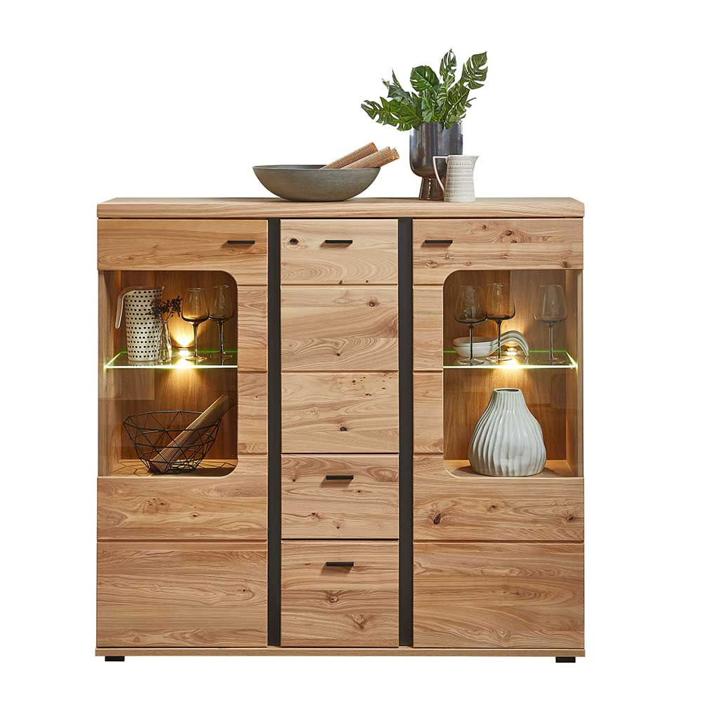 Highboard Vitrine mit LED Beleuchtung - Mattadore