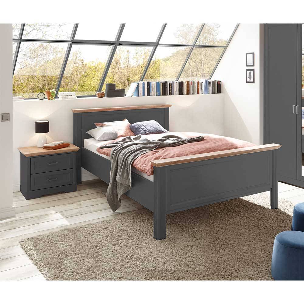 Modern Country Bett in Grau & Wildeiche - Zenuvra