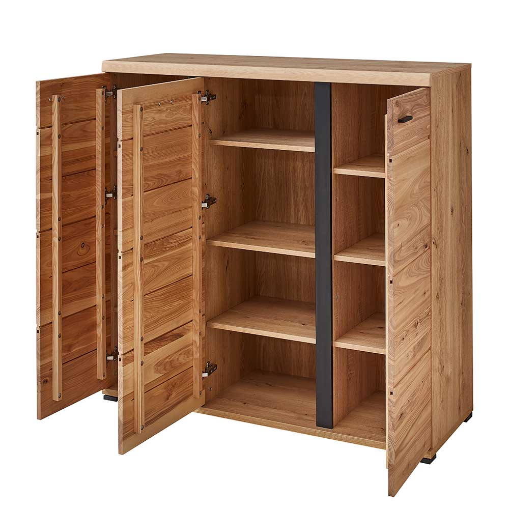 123x121x42 3-türiges Highboard teilmassiv - Latenda