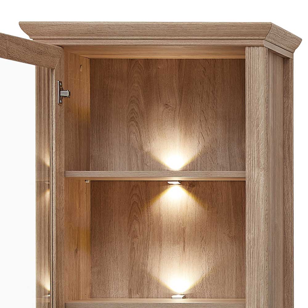 Vitrinenschrank in Eiche Optik mit LED - Barack