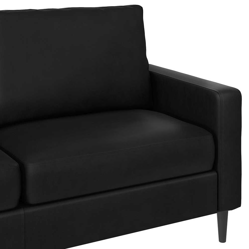 Dreisitzer Kunstledersofa in Schwarz - Fangro