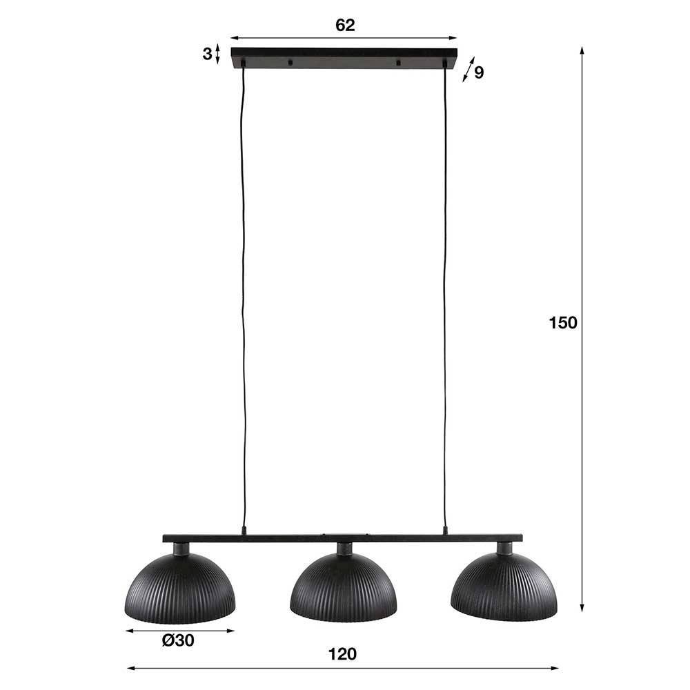 3-flammige Hängeleuchte in Schwarzgrau - Mauritius