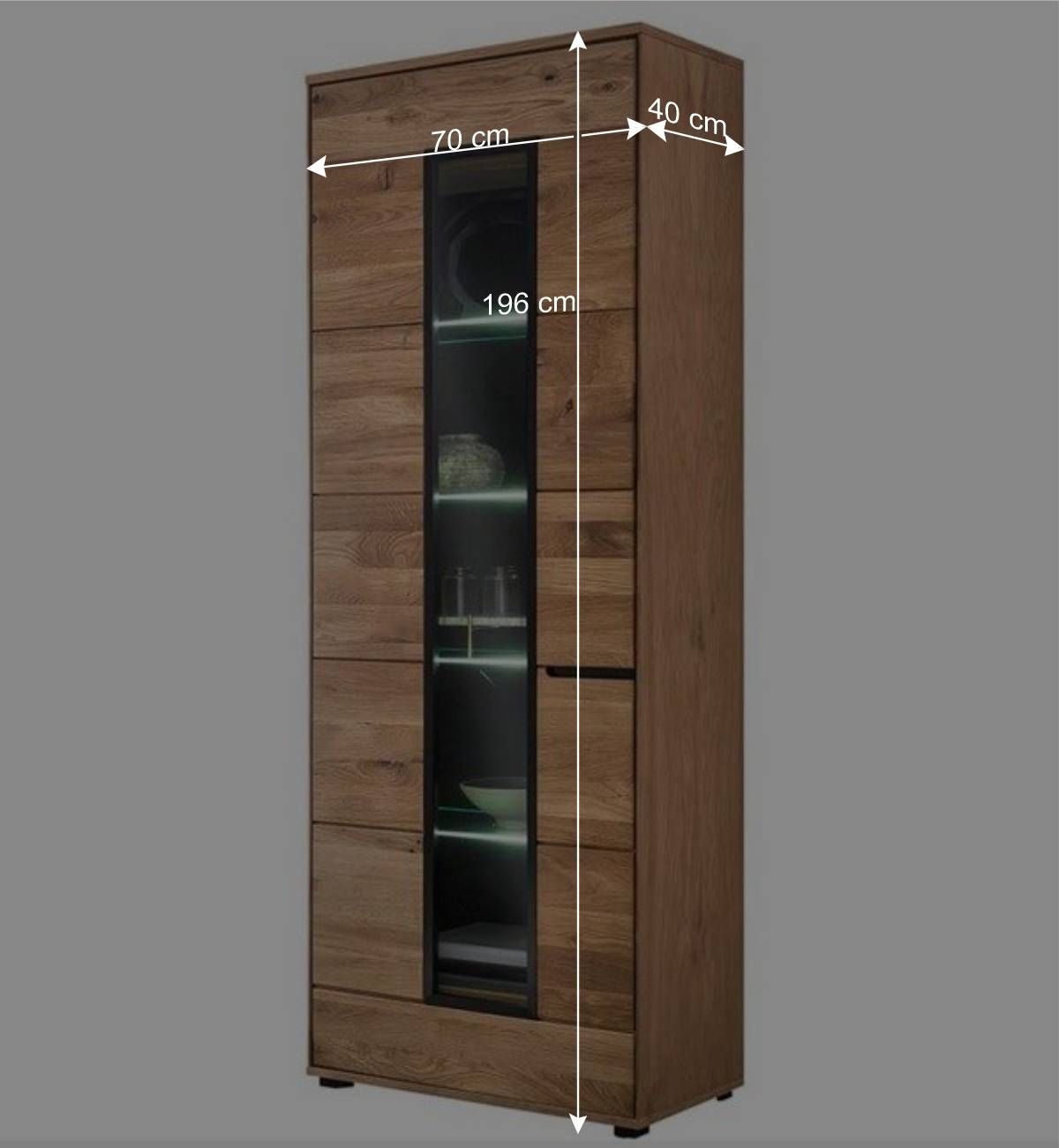 Moderner Vitrinenschrank 70x196x40 cm - Sennya