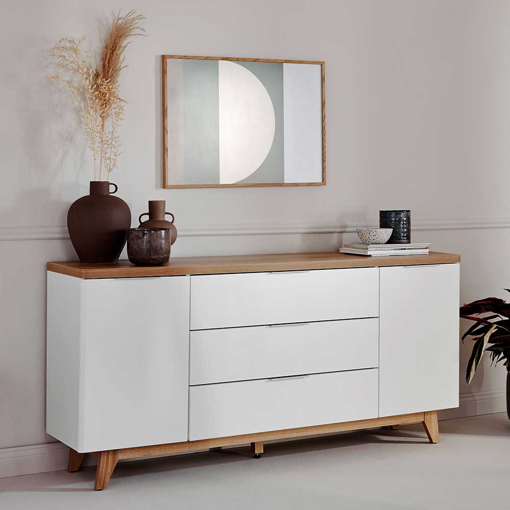 Skandi Sideboard in Weiß mit Kerneiche - Xuana