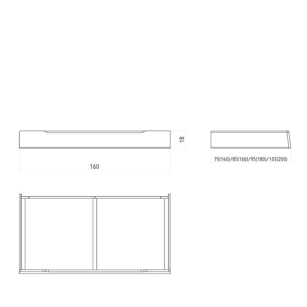 140x200 Kernbuche-Holzbett mit Stoff-Kopfteil - Rogos