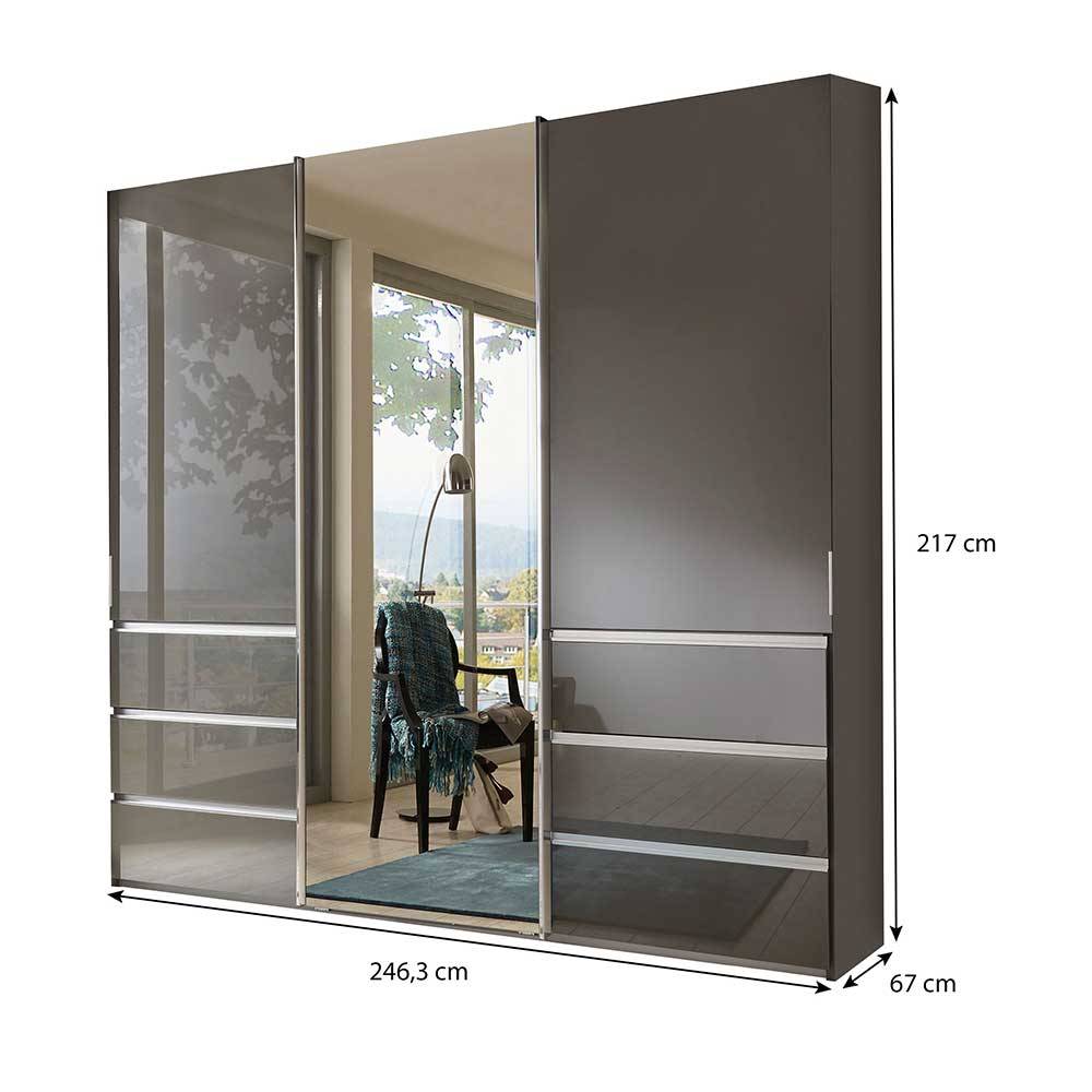 3-türiger Schwebetürenschrank 250 cm breit - Zipna