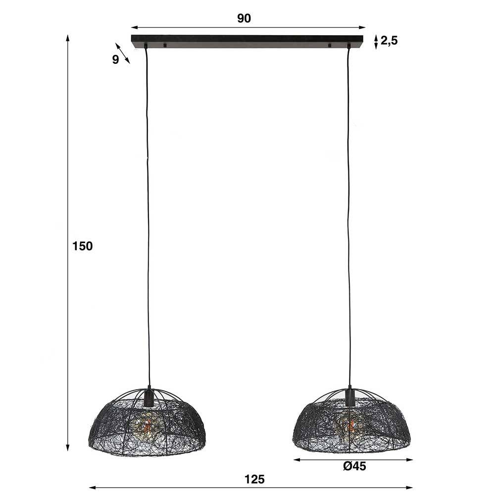 2-flammige Hängeleuchte mit Metallschirmen - Actionsa