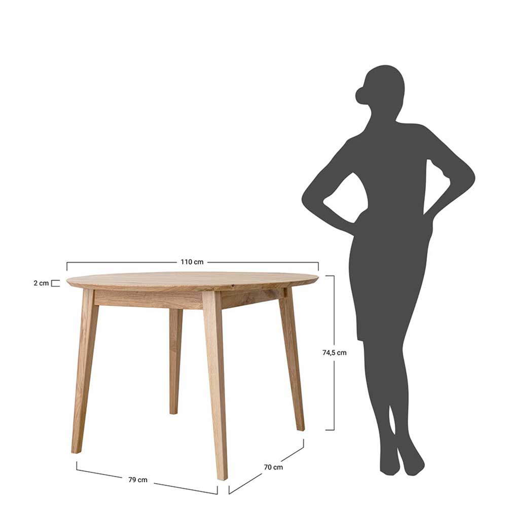 Runder Massivholz-Esstisch aus Eiche - Tuna