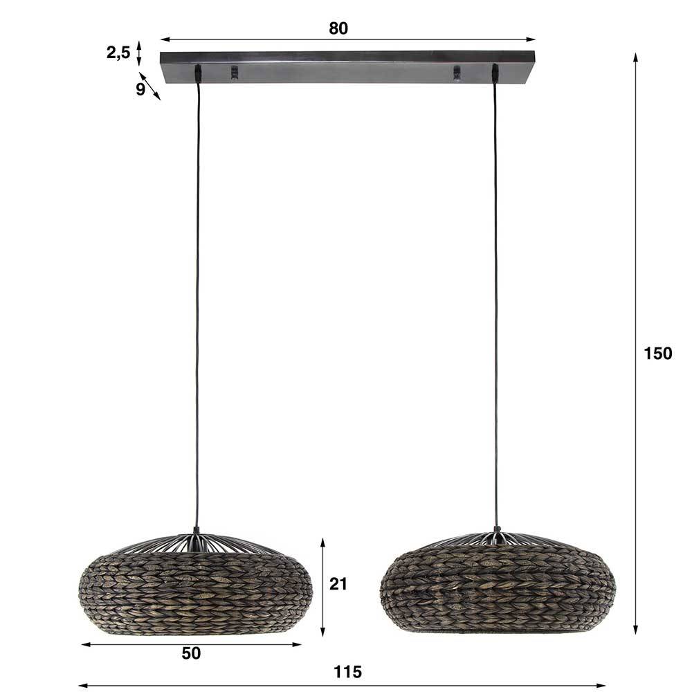 Esstisch Hängeleuchte mit zwei Geflecht Schirmen - Mancuver