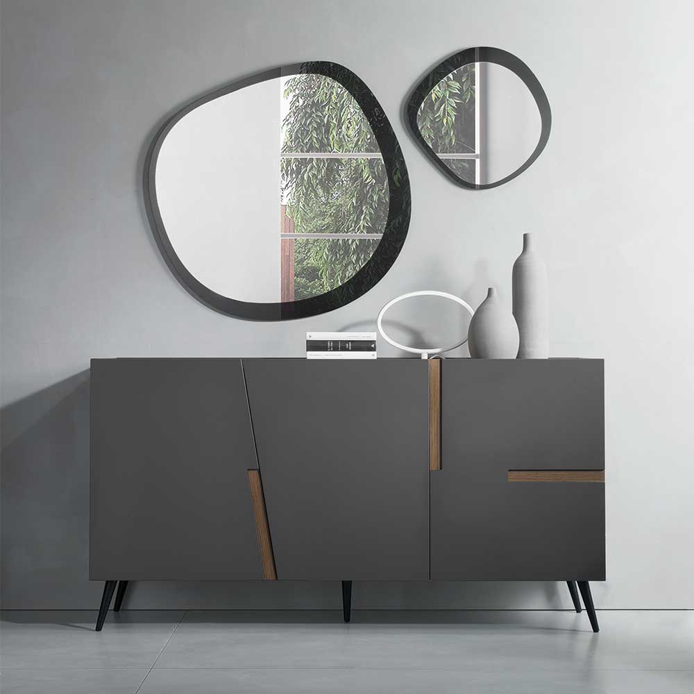 Sideboard in Anthrazit mit Teak - Carola