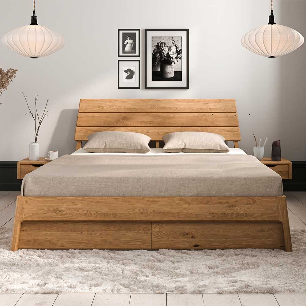 Wildeiche Designerbett 140x200 cm - Donlazi