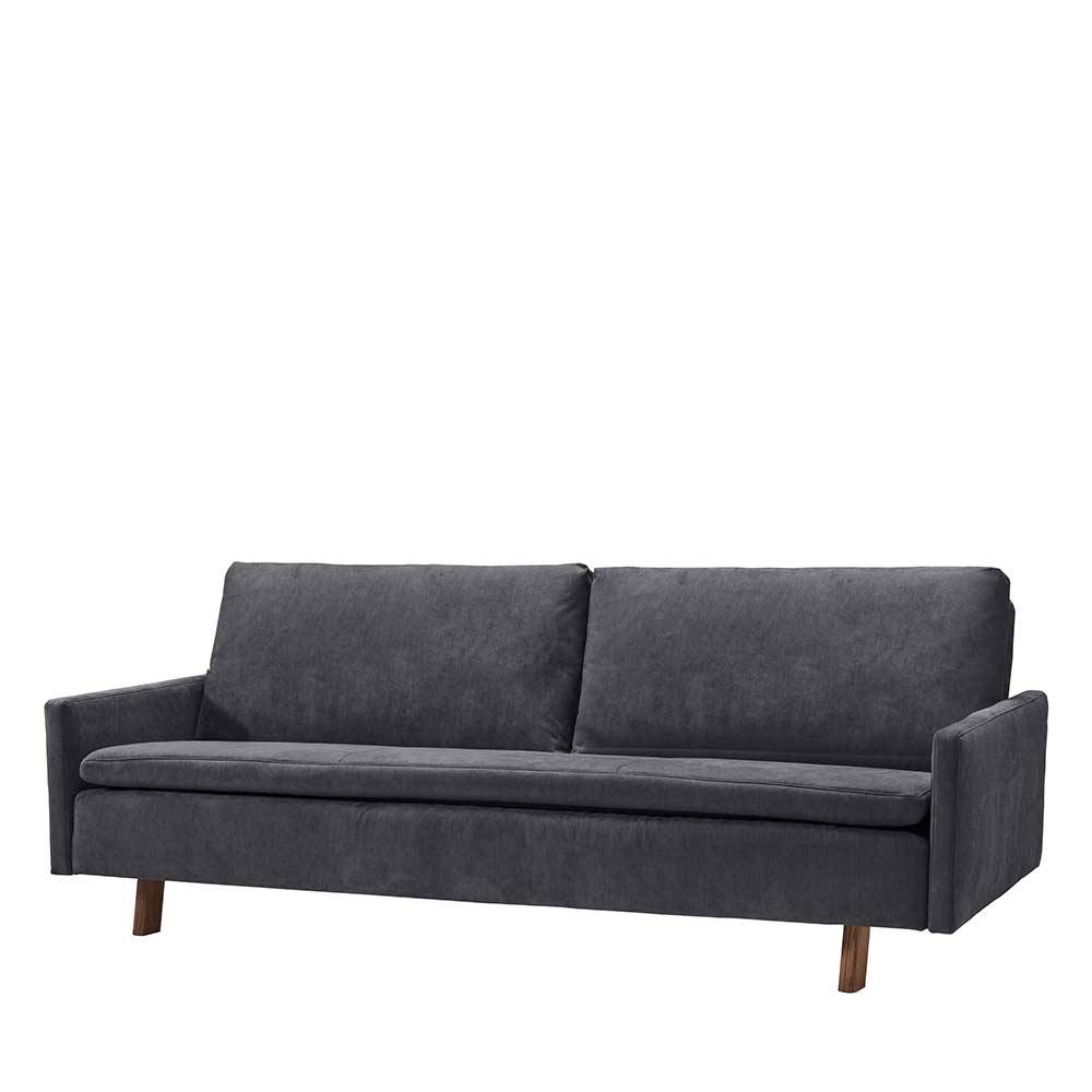 Microvelours Schlafsofa in Blaugrau - Glory