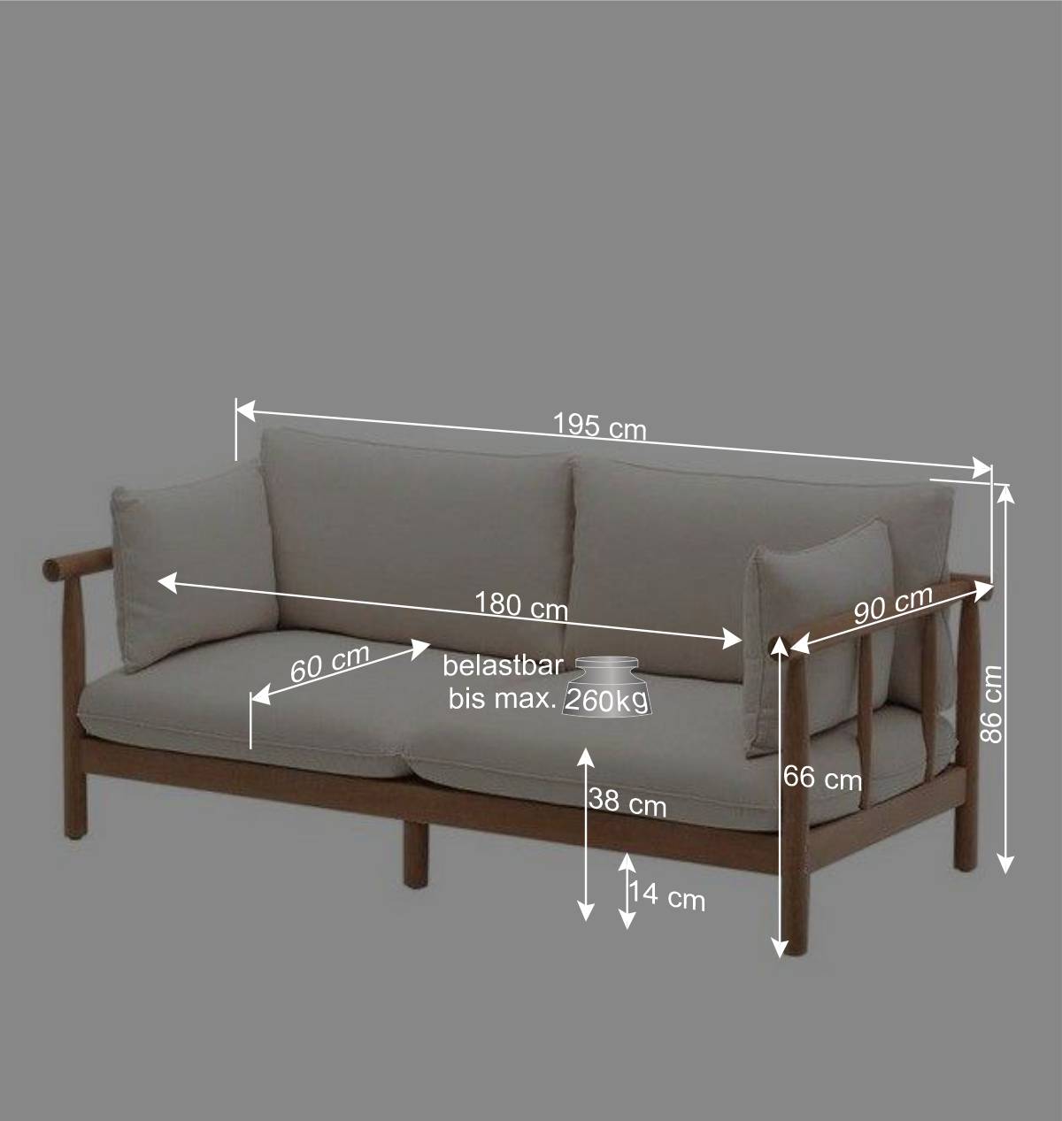 Indoor Outdoor Sofa in Cremefarben - Perconia