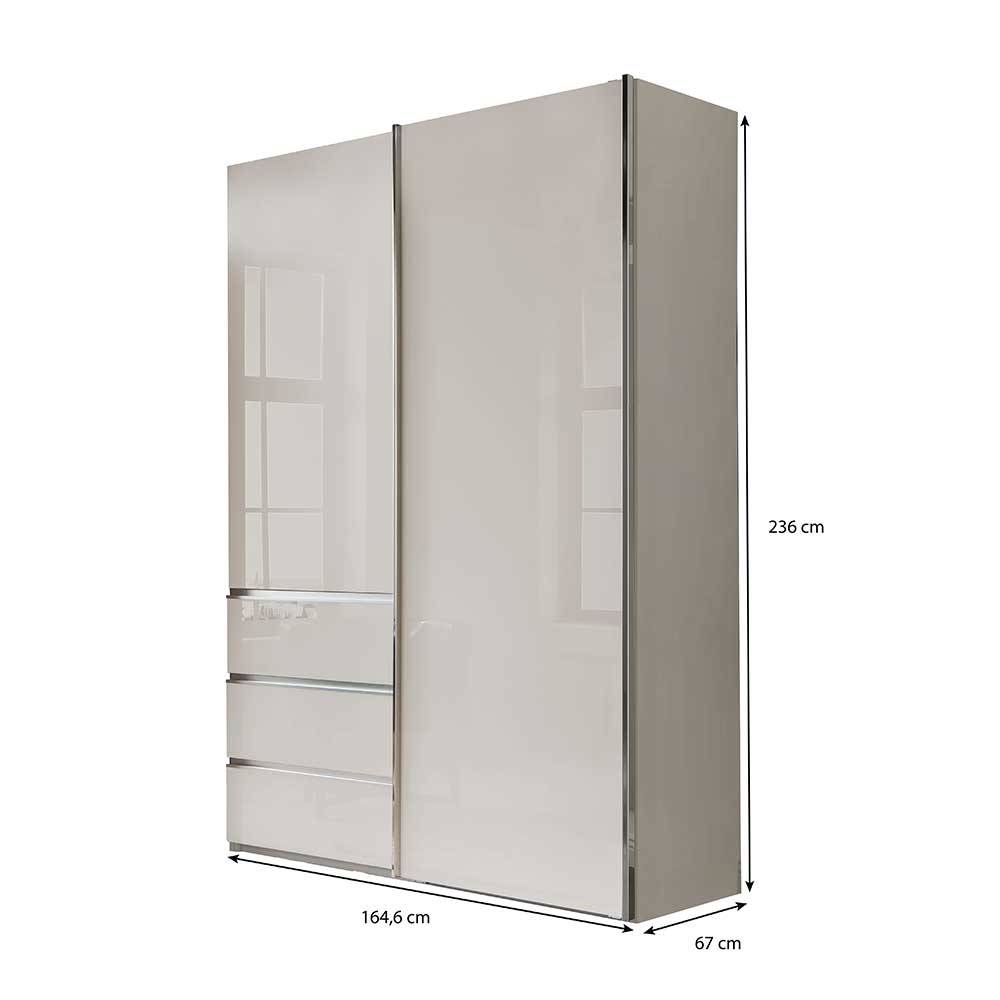 Schlafzimmerschrank in Champagner Glasfront 165 cm - Dustins