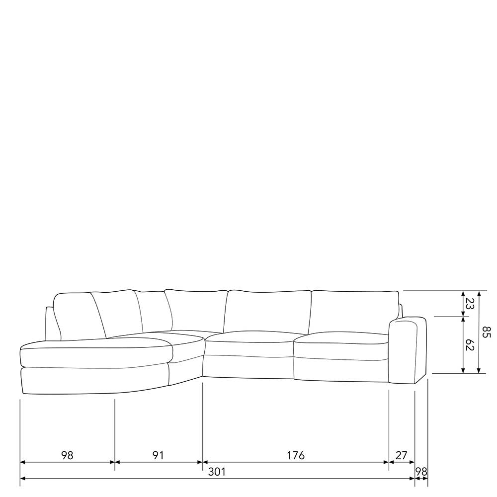 L Sofa aus Webstoff in Anthrazit - Jilatov