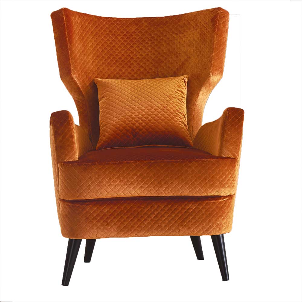 Design Ohrensessel in Orange Samt - Magross