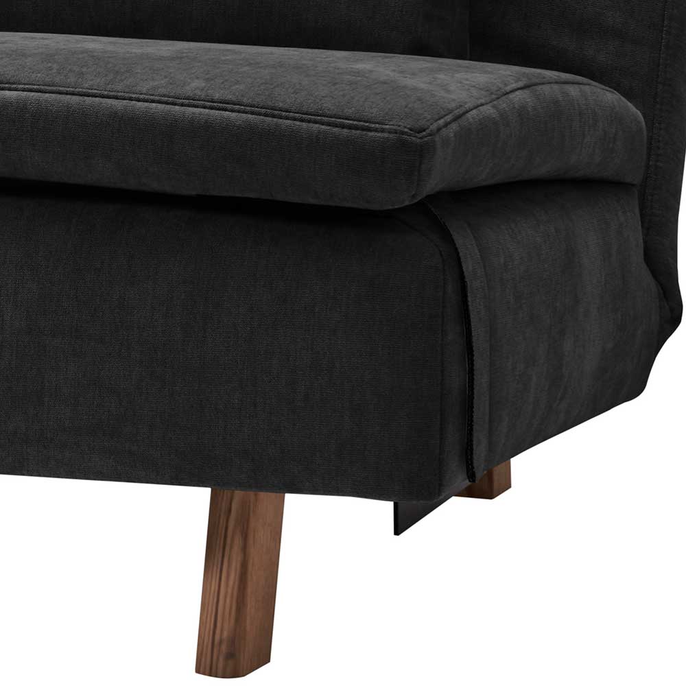 Microvelours Klappsofa in Schwarz - Ocna