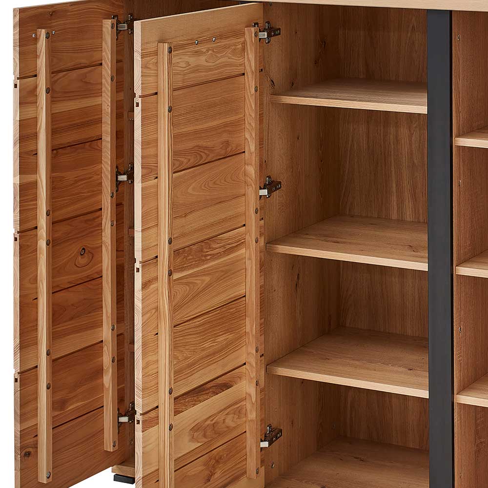 123x121x42 3-türiges Highboard teilmassiv - Latenda